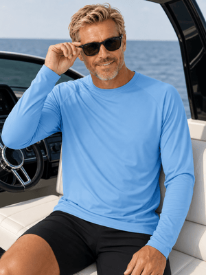 TACVASEN Blue Men's UPF 50+ Long Sleeve Quick Dry Sun Protection Shirt