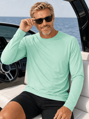TACVASEN Mint Green Men's UPF 50+ Long Sleeve Quick Dry Sun Protection Shirt