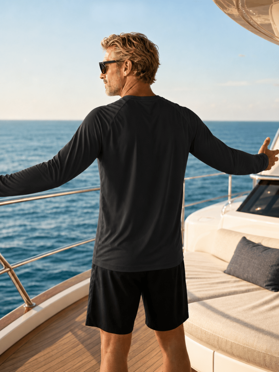 TACVASEN Black Men's UPF 50+ Long Sleeve Quick Dry Sun Protection Shirt