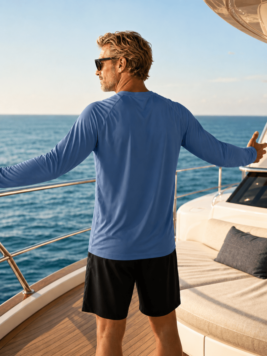 TACVASEN Blue Grey Men's UPF 50+ Long Sleeve Quick Dry Sun Protection Shirt
