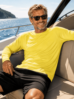 TACVASEN Yellow Men's UPF 50+ Long Sleeve Quick Dry Sun Protection Shirt