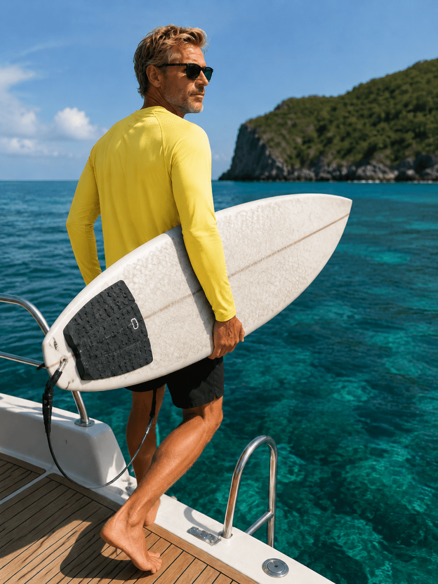 TACVASEN Yellow Men's UPF 50+ Long Sleeve Quick Dry Sun Protection Shirt