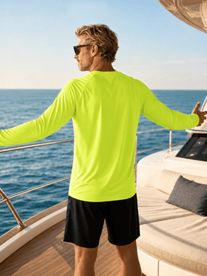 TACVASEN Bright Green Men's UPF 50+ Long Sleeve Quick Dry Sun Protection Shirt