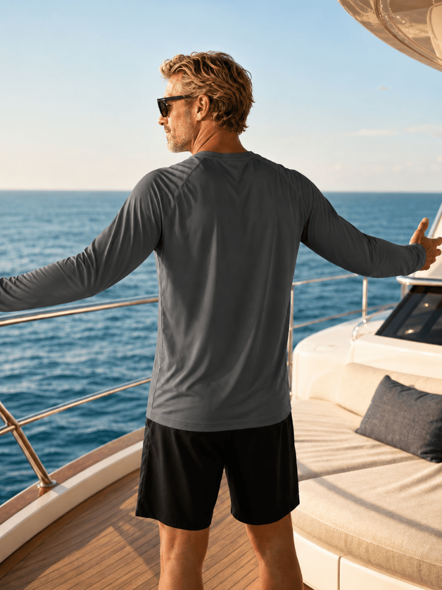TACVASEN Dark Grey Men's UPF 50+ Long Sleeve Quick Dry Sun Protection Shirt