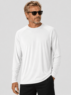 TACVASEN White Men's UPF 50+ Long Sleeve Quick Dry Sun Protection Shirt