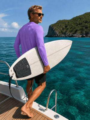 TACVASEN Light Purple Men's UPF 50+ Long Sleeve Quick Dry Sun Protection Shirt