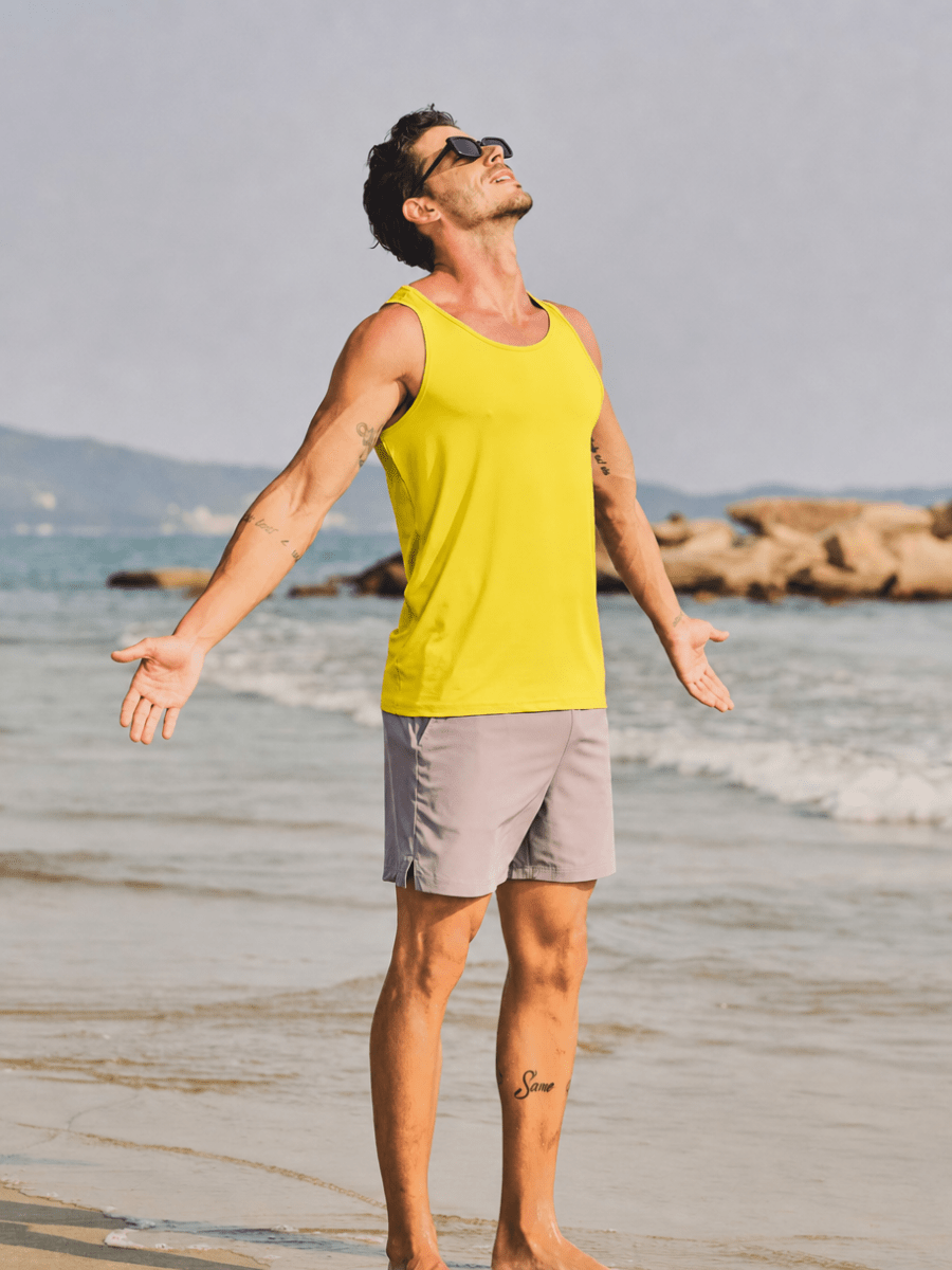 TACVASEN Yellow Men's UPF 50+ Moisture Wicking Sports Vests
