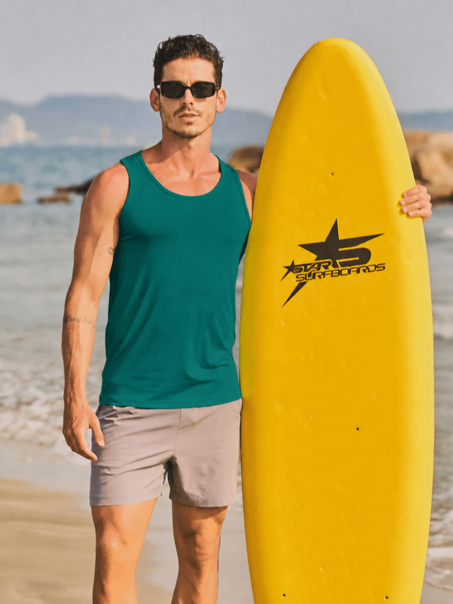 TACVASEN Emerald Green Men's UPF 50+ Moisture Wicking Sports Vests