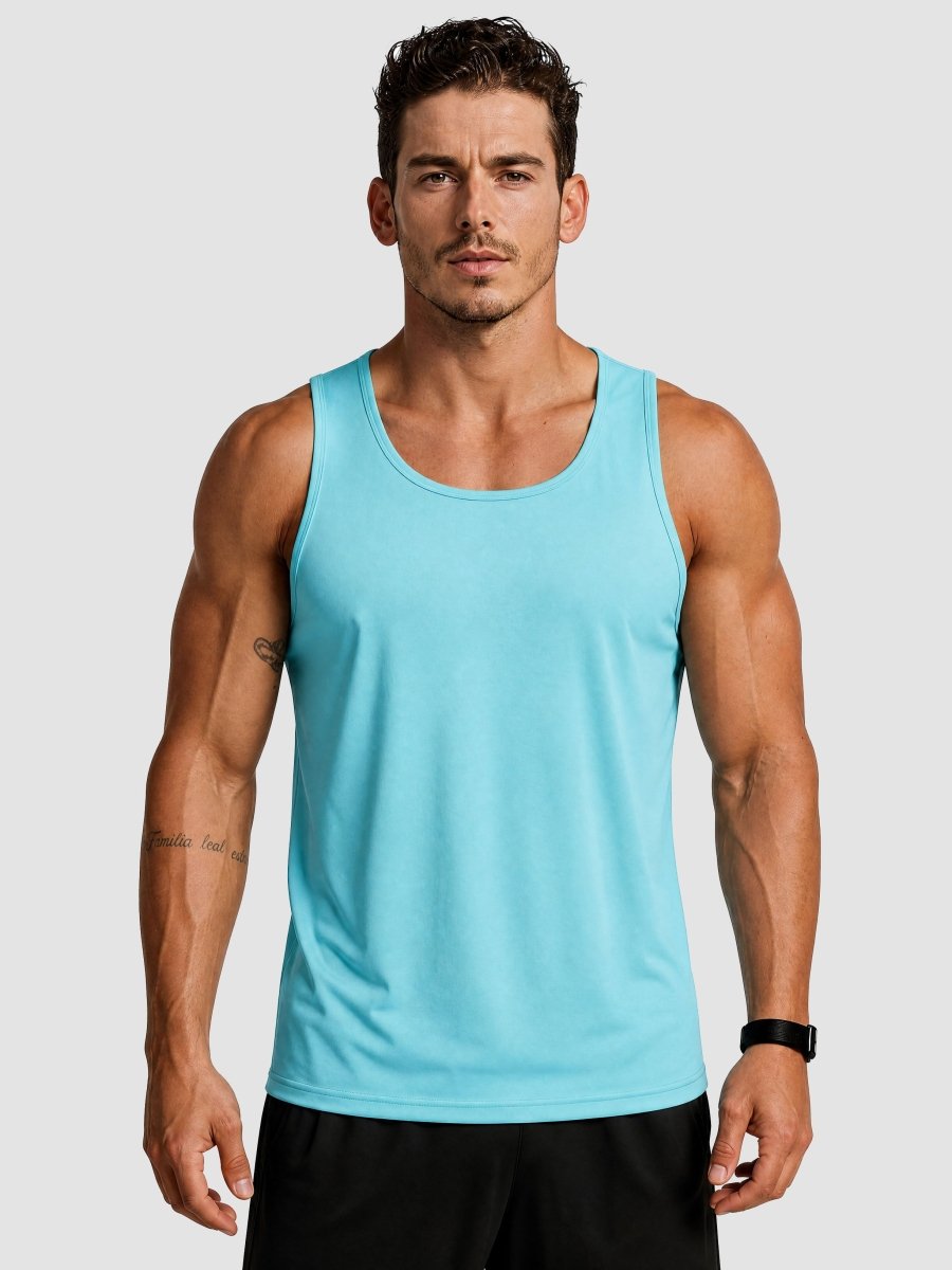 TACVASEN Sky Blue Men's UPF 50+ Moisture Wicking Sports Vests