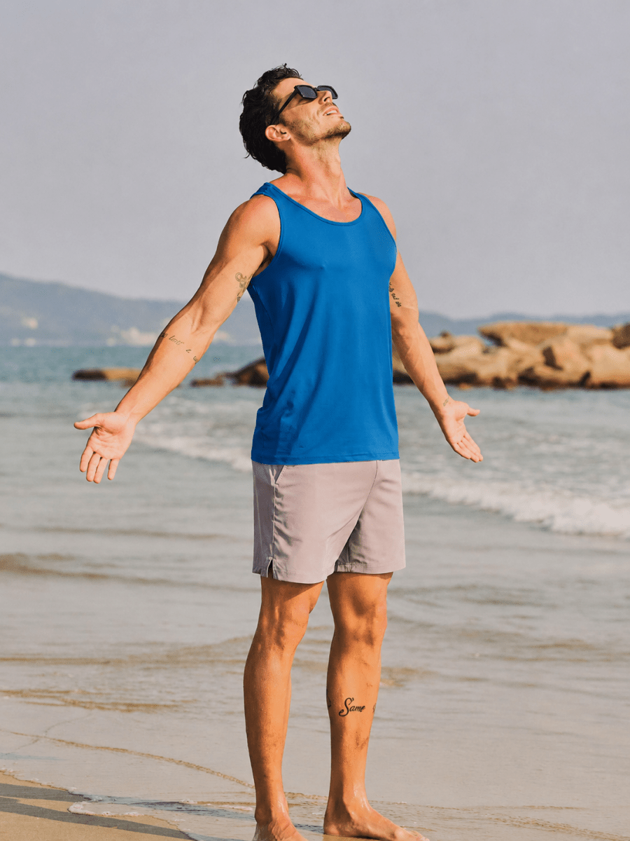 TACVASEN Blue Green Men's UPF 50+ Moisture Wicking Sports Vests