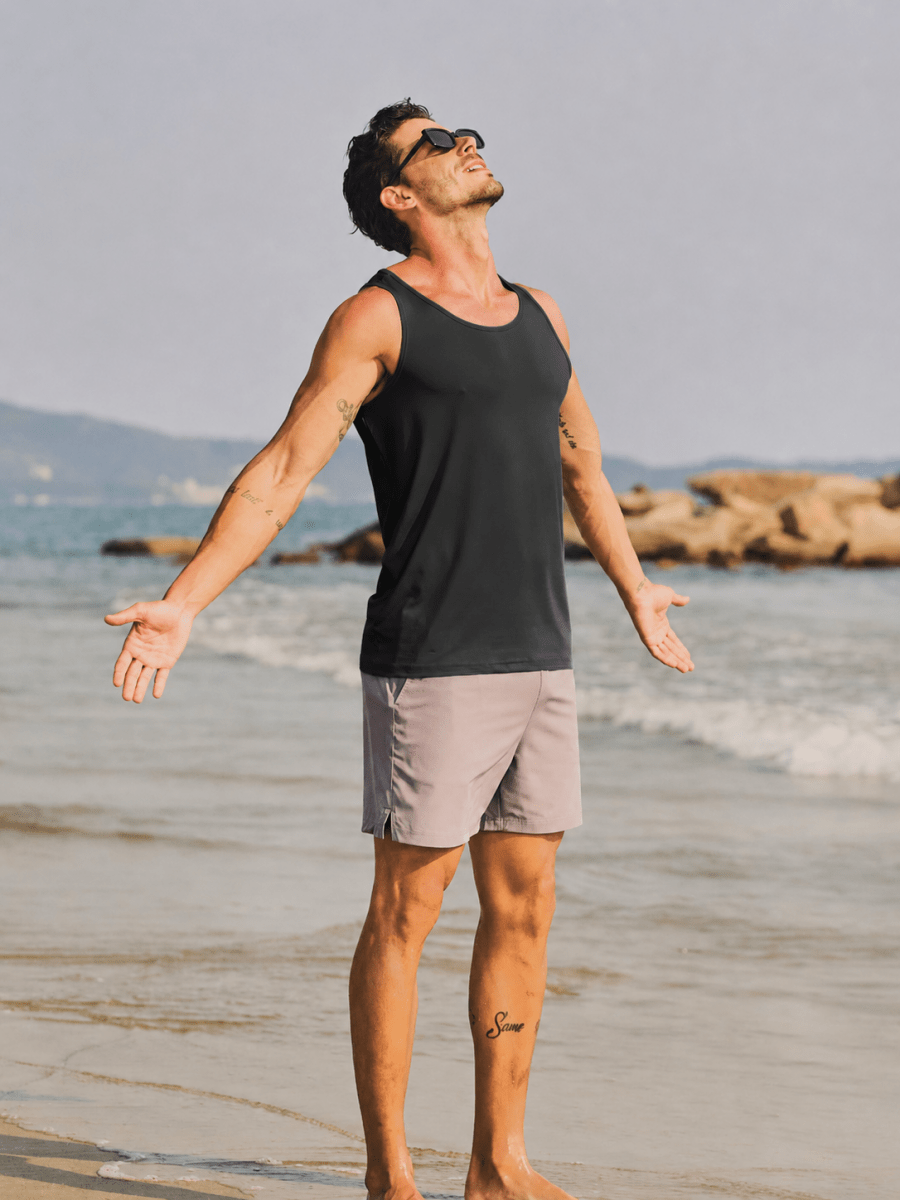 TACVASEN Black Men's UPF 50+ Moisture Wicking Sports Vests