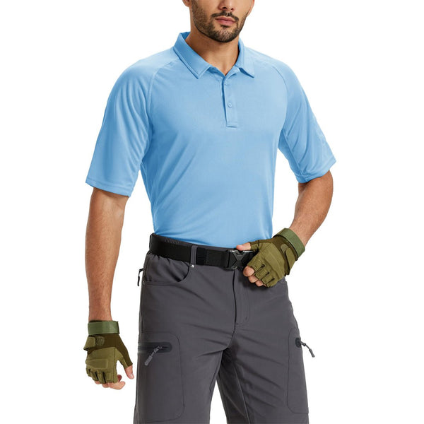 TACVASEN Sky Blue UPF 50+ Performance Tactical Polo Shirt
