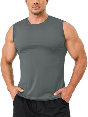 TACVASEN Dark Grey Men's UPF 50+ Quick Dry Sleeveless Shirts