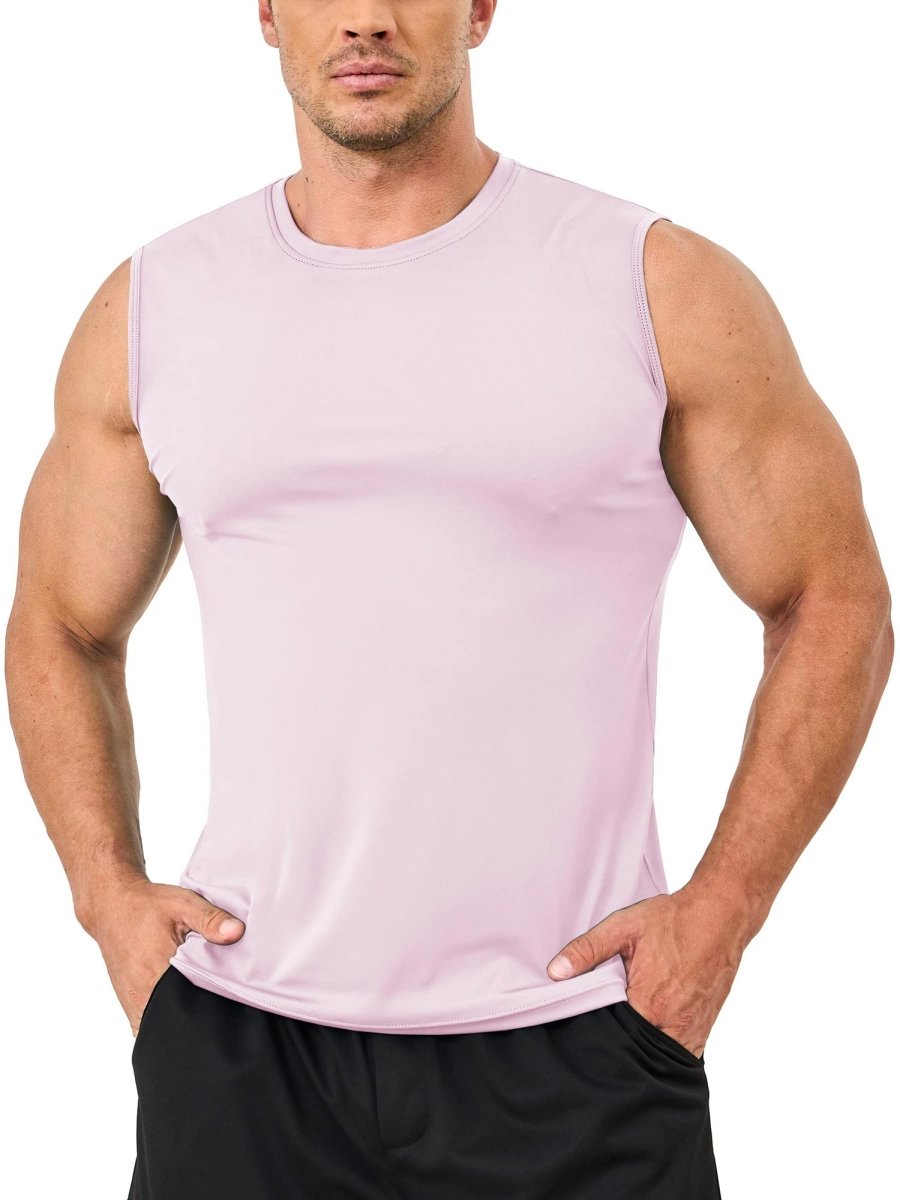 TACVASEN Pink Men's UPF 50+ Quick Dry Sleeveless Shirts