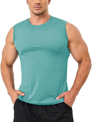 TACVASEN Grey Green Men's UPF 50+ Quick Dry Sleeveless Shirts