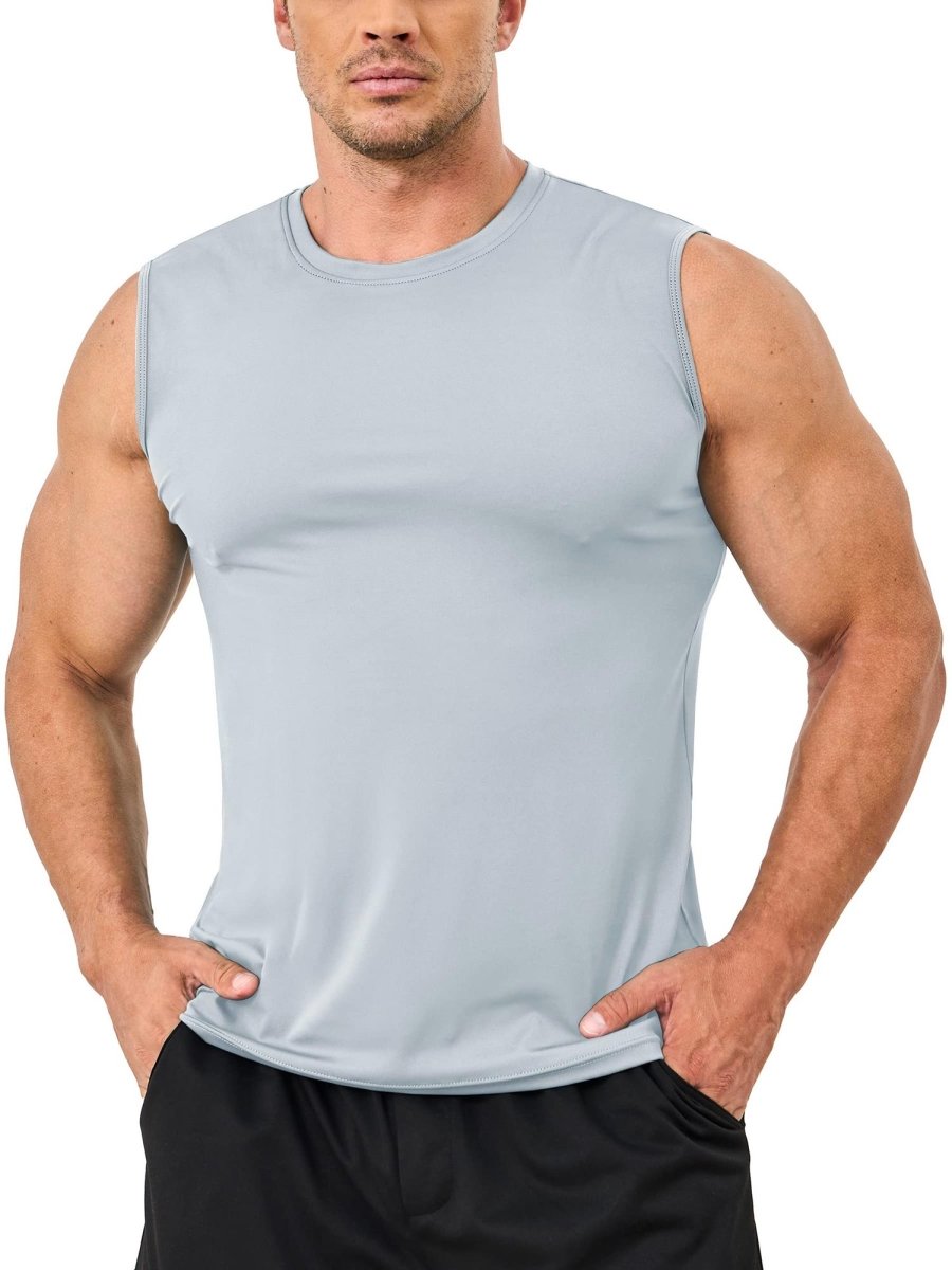 TACVASEN Light Grey Men's UPF 50+ Quick Dry Sleeveless Shirts
