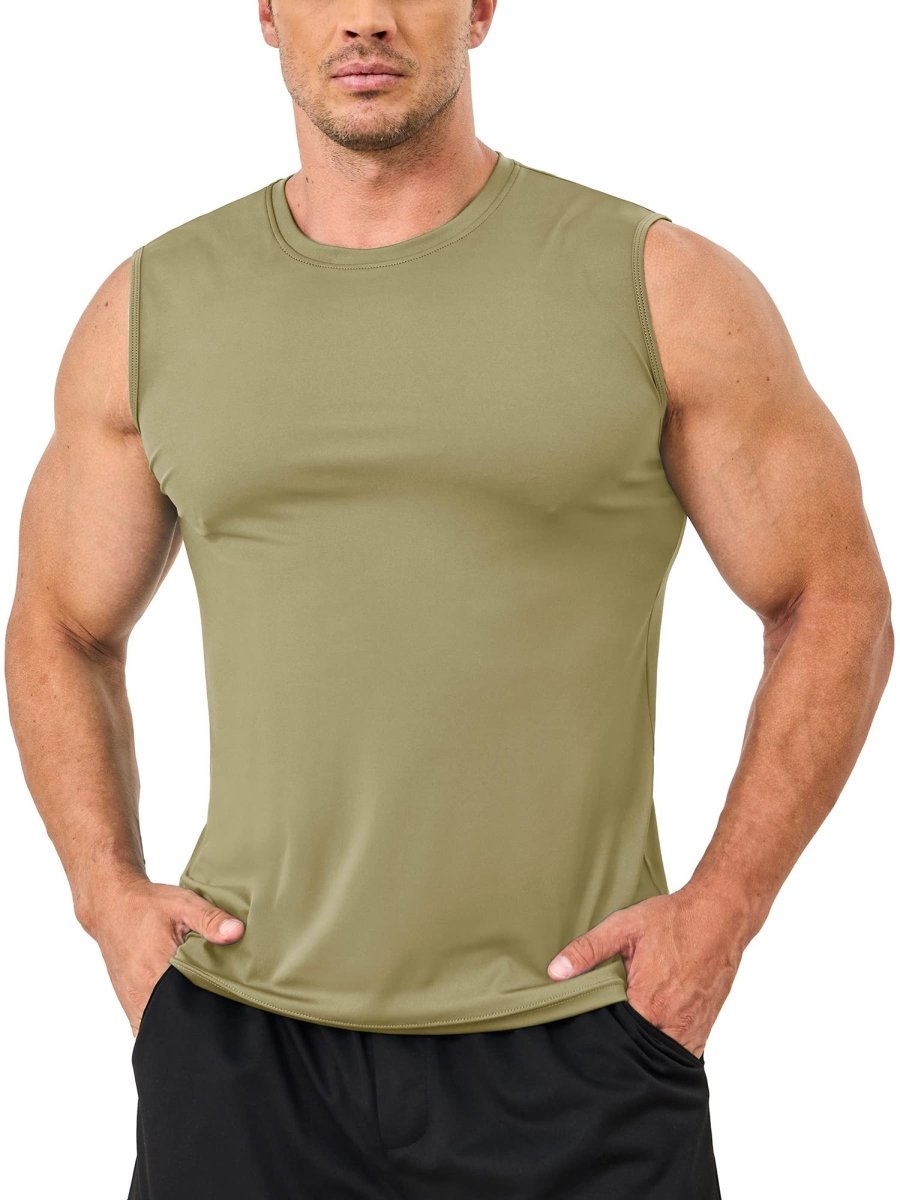 TACVASEN Dull Cyan Men's UPF 50+ Quick Dry Sleeveless Shirts