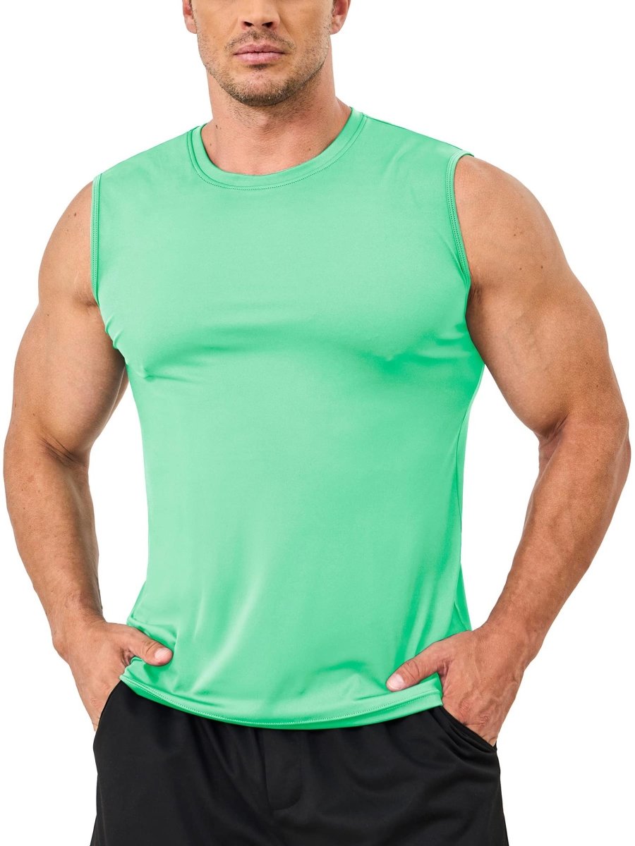 TACVASEN Mint Green Men's UPF 50+ Quick Dry Sleeveless Shirts
