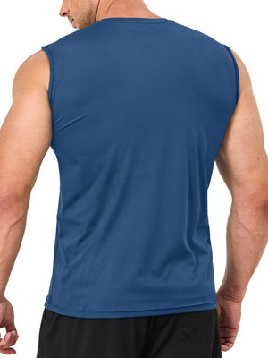 TACVASEN Blue Grey Men's UPF 50+ Quick Dry Sleeveless Shirts