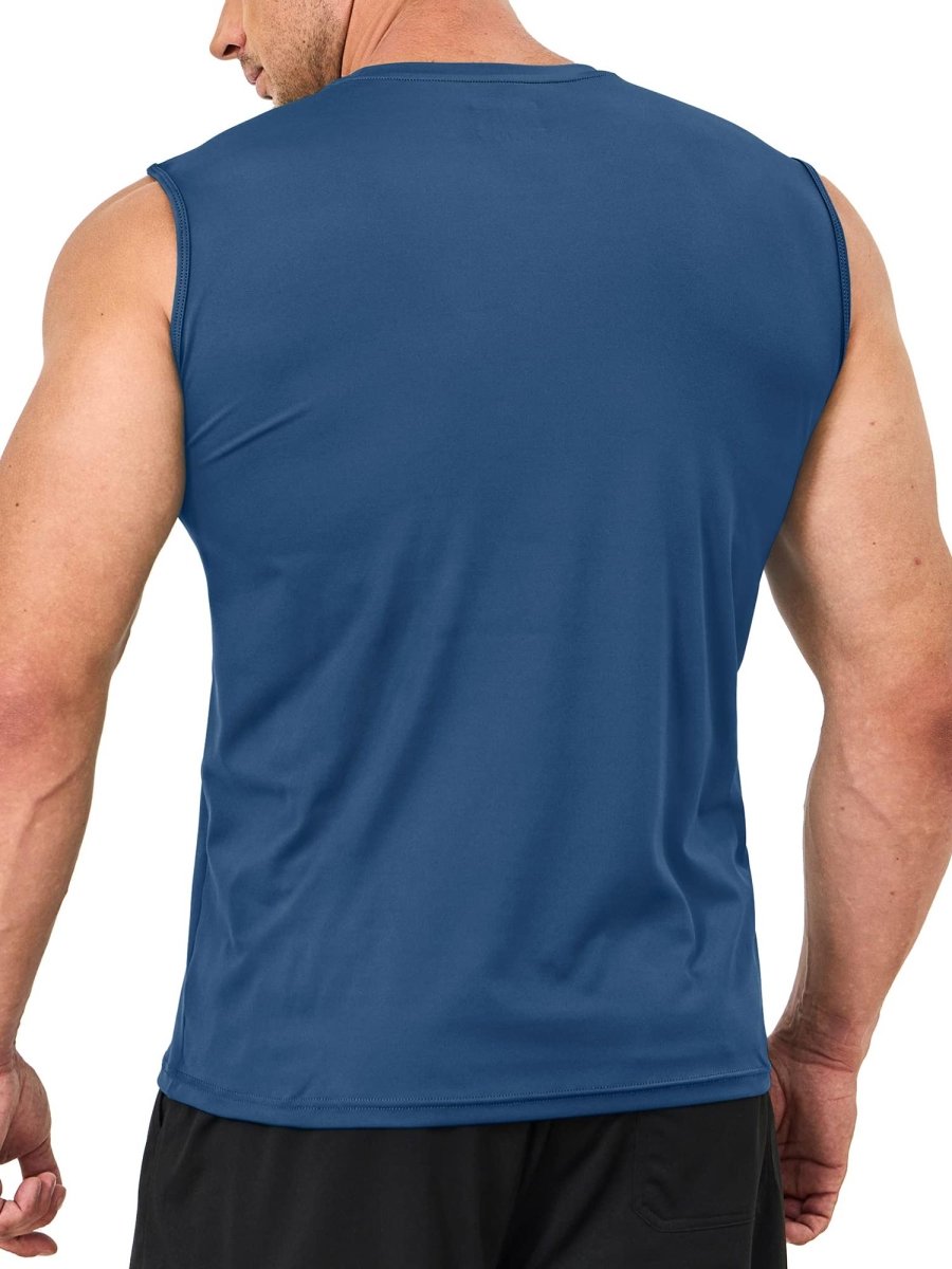 TACVASEN Blue Grey Men's UPF 50+ Quick Dry Sleeveless Shirts