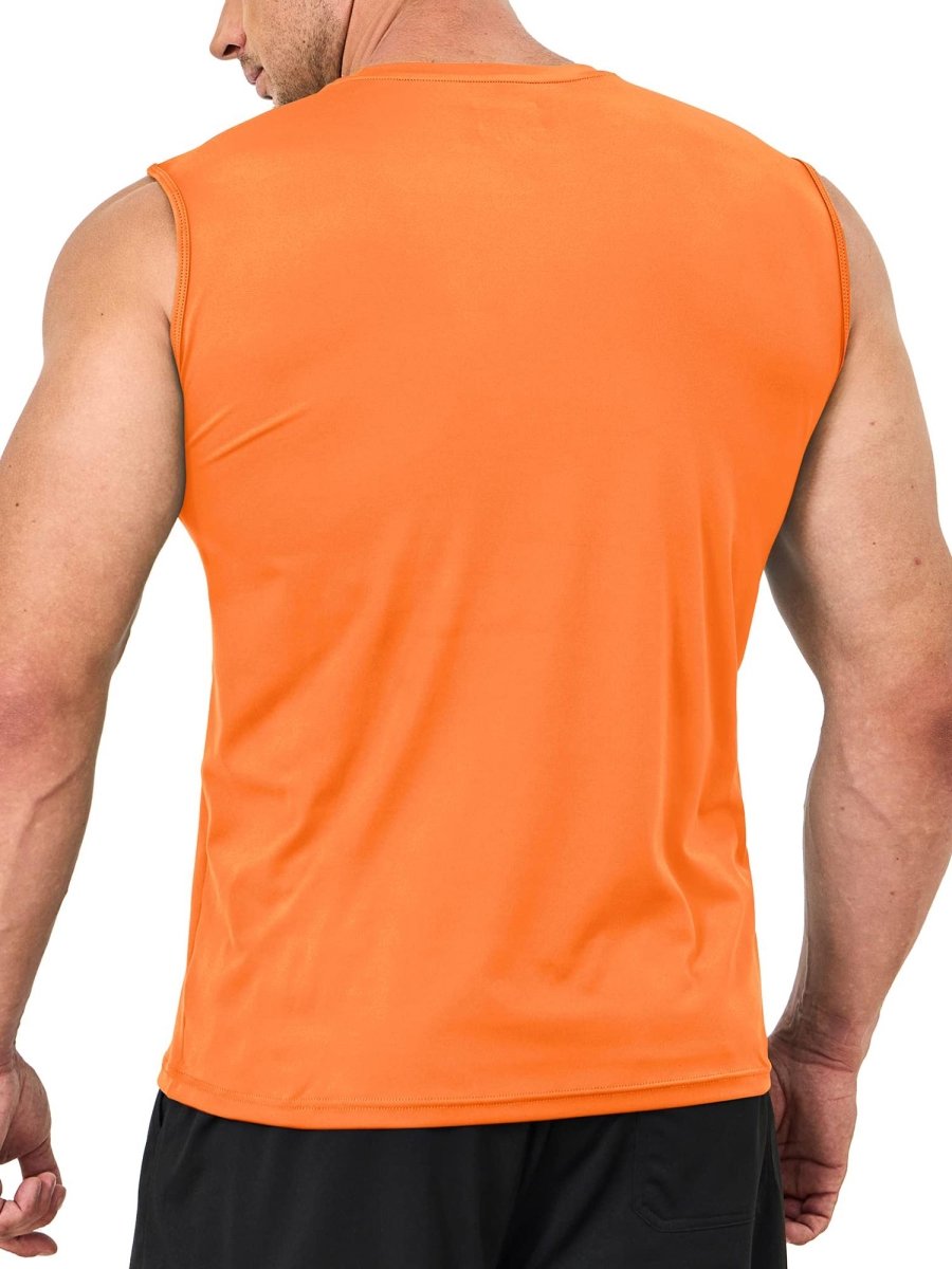 TACVASEN Fluorescent Orange Men's UPF 50+ Quick Dry Sleeveless Shirts