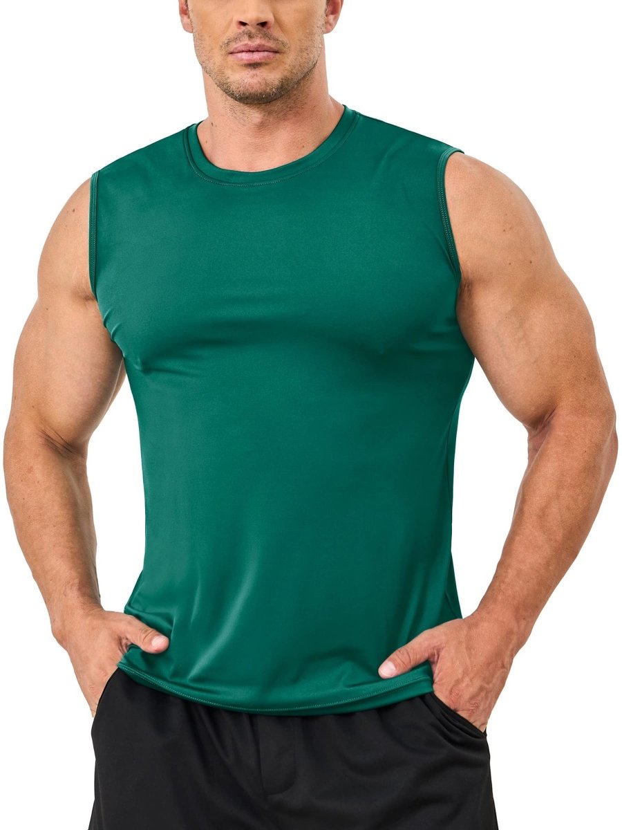 TACVASEN Emerald Green Men's UPF 50+ Quick Dry Sleeveless Shirts