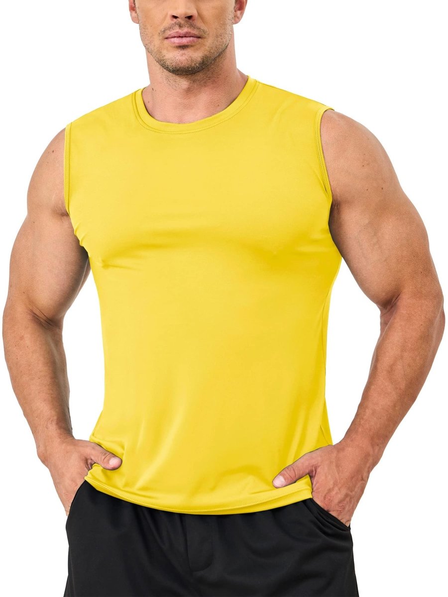 TACVASEN Yellow Men's UPF 50+ Quick Dry Sleeveless Shirts