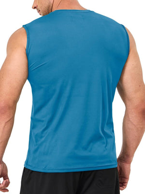 TACVASEN Blue Green Men's UPF 50+ Quick Dry Sleeveless Shirts