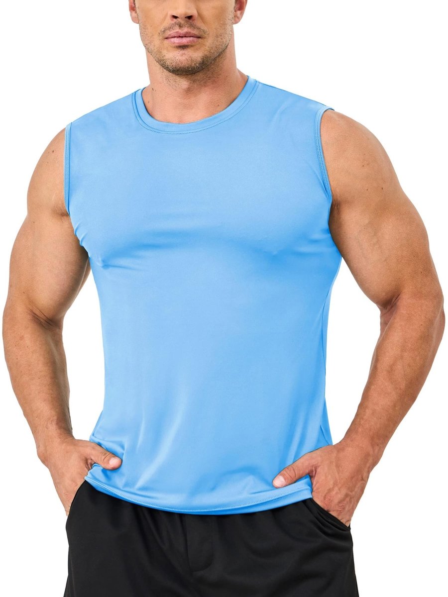 TACVASEN Waterfall Blue Men's UPF 50+ Quick Dry Sleeveless Shirts