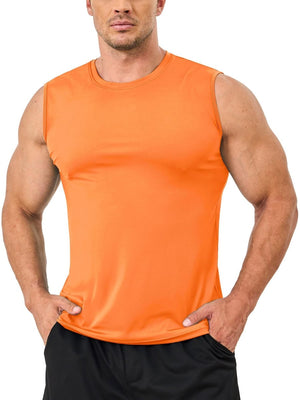 TACVASEN Fluorescent Orange Men's UPF 50+ Quick Dry Sleeveless Shirts