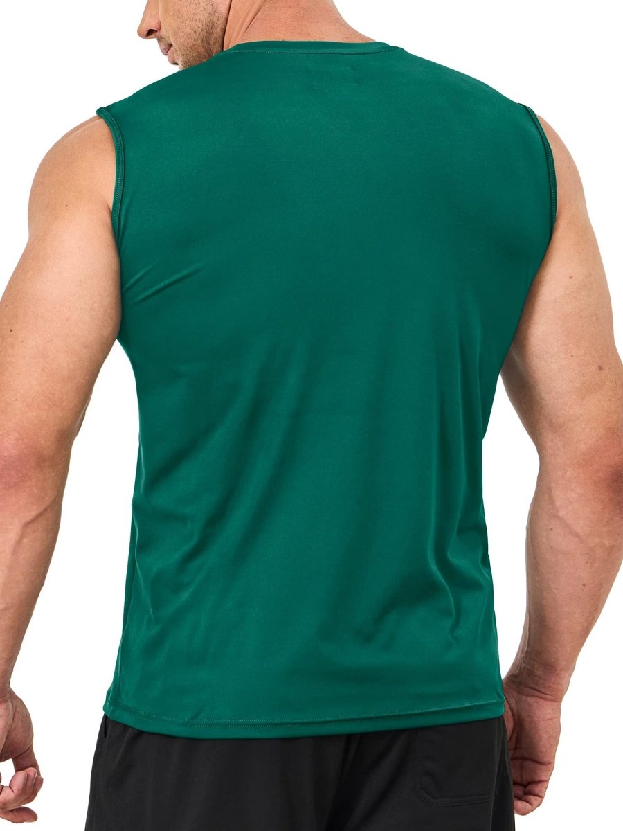 TACVASEN Emerald Green Men's UPF 50+ Quick Dry Sleeveless Shirts