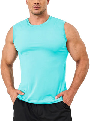 TACVASEN Light Blue Men's UPF 50+ Quick Dry Sleeveless Shirts