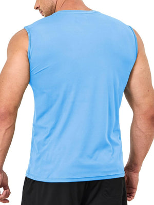 TACVASEN Waterfall Blue Men's UPF 50+ Quick Dry Sleeveless Shirts