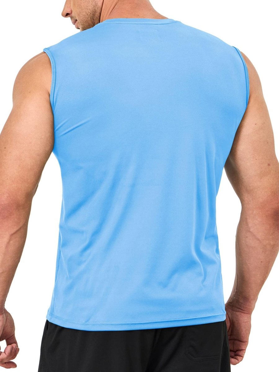 TACVASEN Waterfall Blue Men's UPF 50+ Quick Dry Sleeveless Shirts
