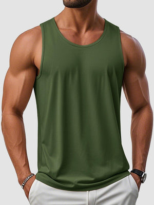 TACVASEN Army Green Men's UPF 50+ Quick Dry Workout & Gym Tank Top