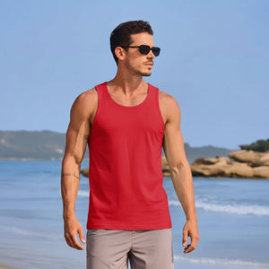 TACVASEN Red Men's UPF 50+ Quick Dry Workout & Gym Tank Top