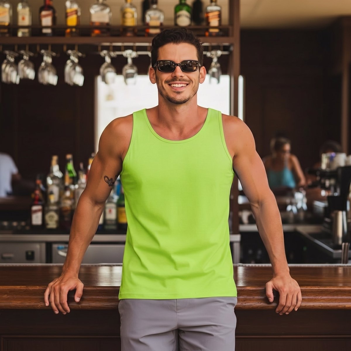 TACVASEN Green Men's UPF 50+ Quick Dry Workout & Gym Tank Top