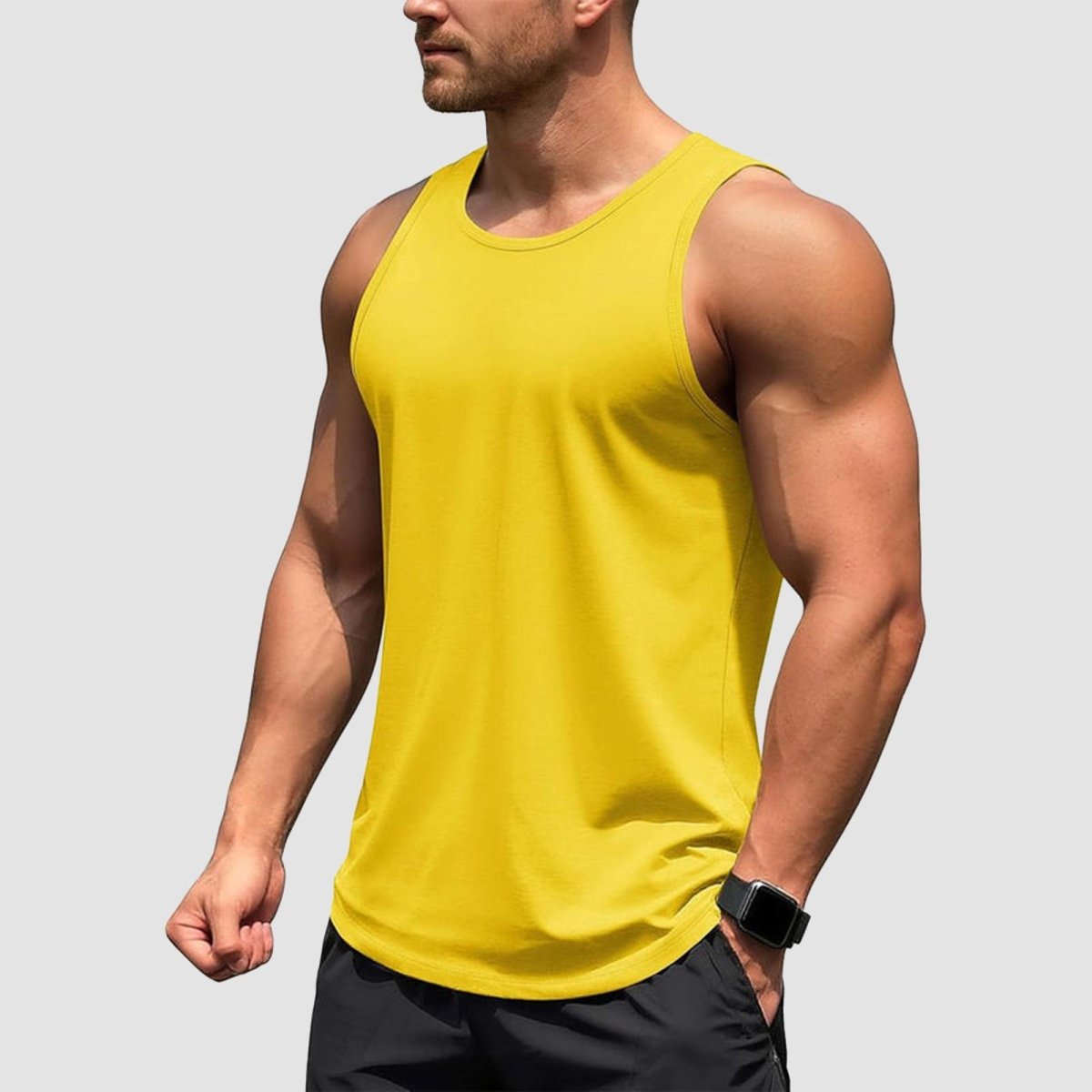 TACVASEN Yellow Men's UPF 50+ Quick Dry Workout & Gym Tank Top