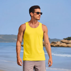 TACVASEN Yellow Men's UPF 50+ Quick Dry Workout & Gym Tank Top