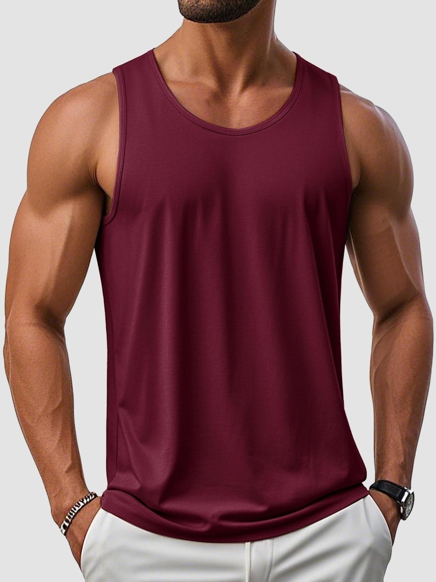 TACVASEN Wine Red Men's UPF 50+ Quick Dry Workout & Gym Tank Top