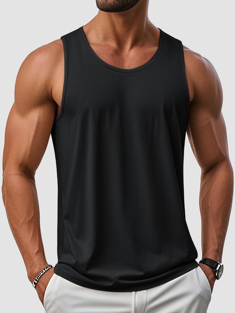 TACVASEN Black Men's UPF 50+ Quick Dry Workout & Gym Tank Top