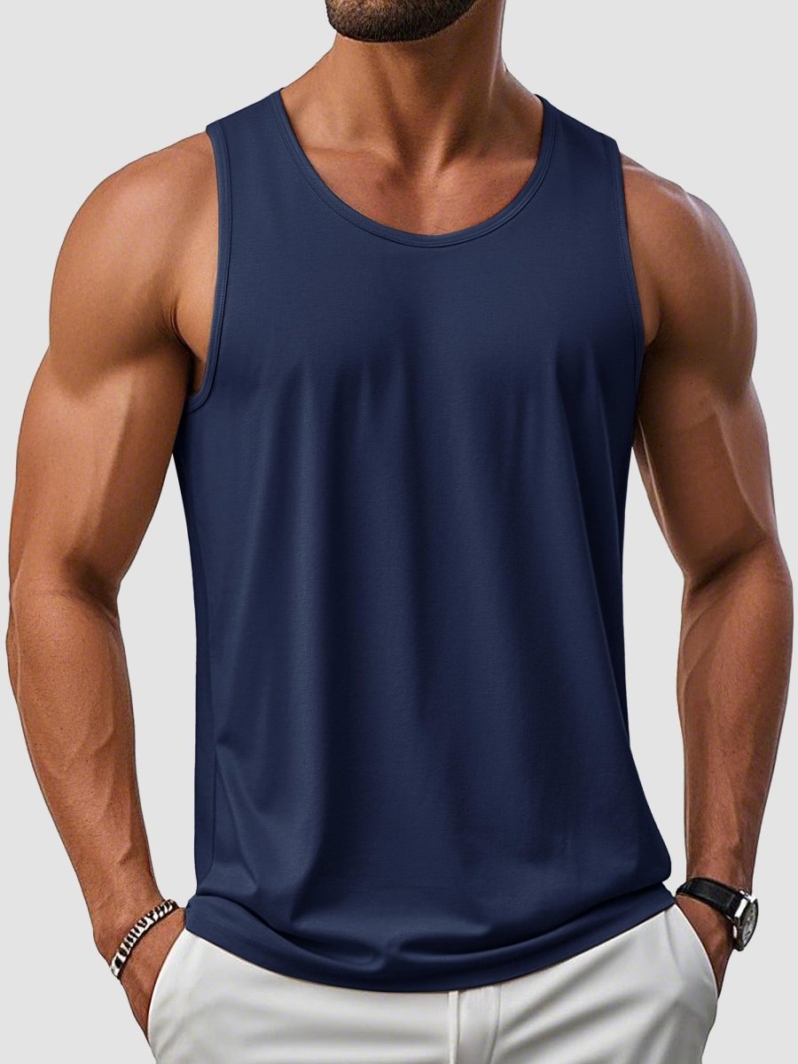 TACVASEN Navy Men's UPF 50+ Quick Dry Workout & Gym Tank Top