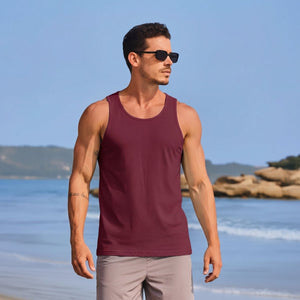 TACVASEN Wine Red Men's UPF 50+ Quick Dry Workout & Gym Tank Top
