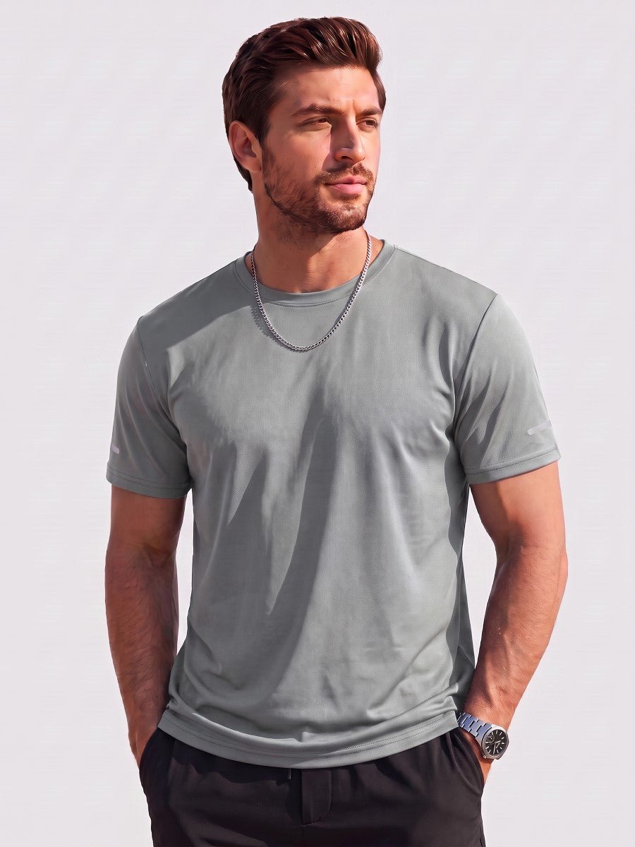 TACVASEN Light Grey Men's UPF 50+ Quick-Drying Functional Sports Shirt
