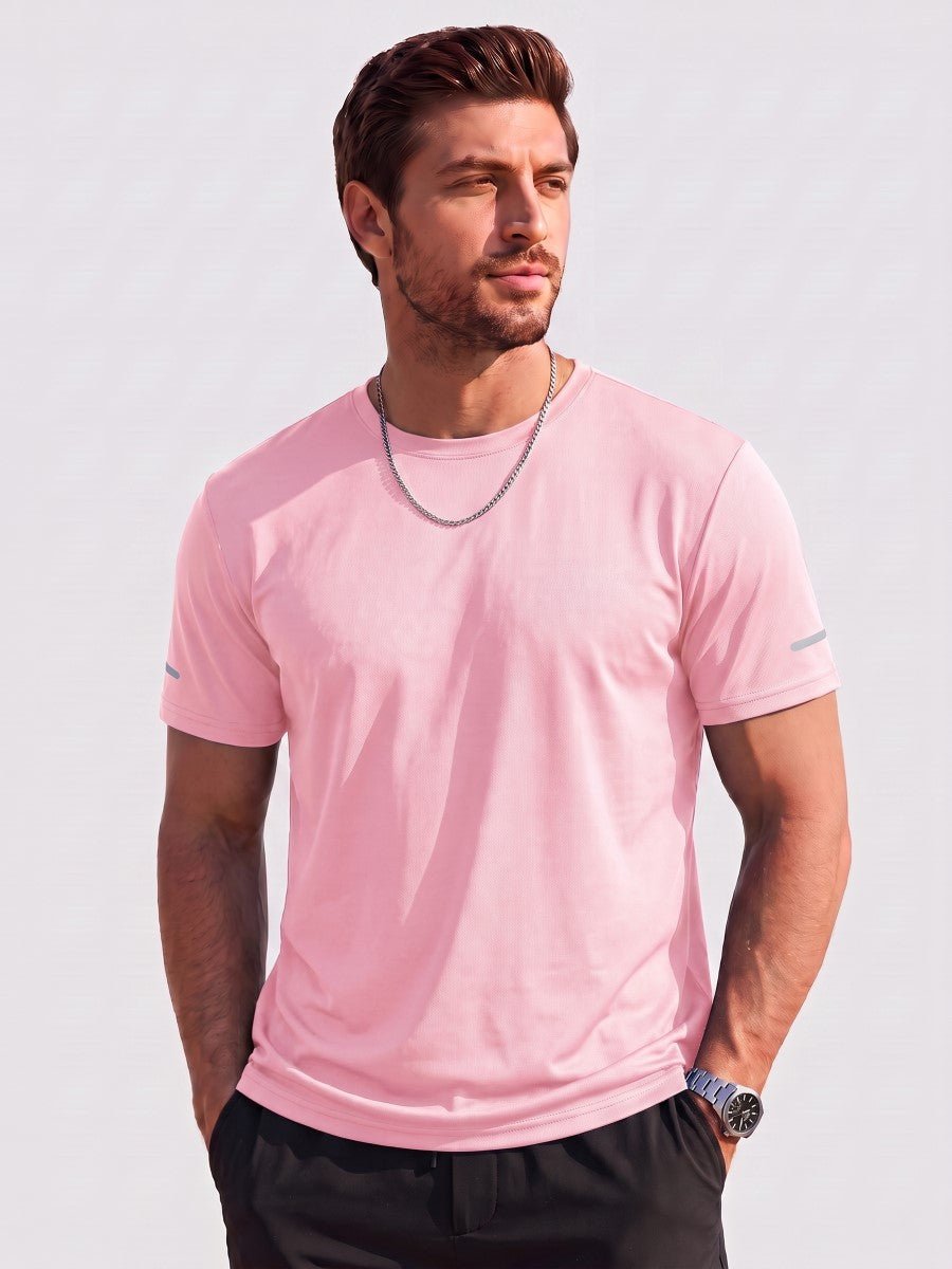 TACVASEN Light Pink Men's UPF 50+ Quick-Drying Functional Sports Shirt