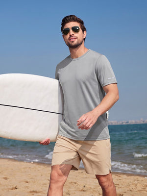 TACVASEN Light Grey Men's UPF 50+ Quick-Drying Functional Sports Shirt