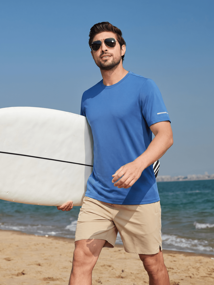 TACVASEN Blue Grey Men's UPF 50+ Quick-Drying Functional Sports Shirt