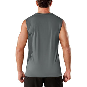 TACVASEN Dark Grey Men's Sleeveless Shirt Quick Dry UPF 50+ Gym Tank Top