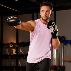TACVASEN Pink Men's Sleeveless Shirt Quick Dry UPF 50+ Gym Tank Top