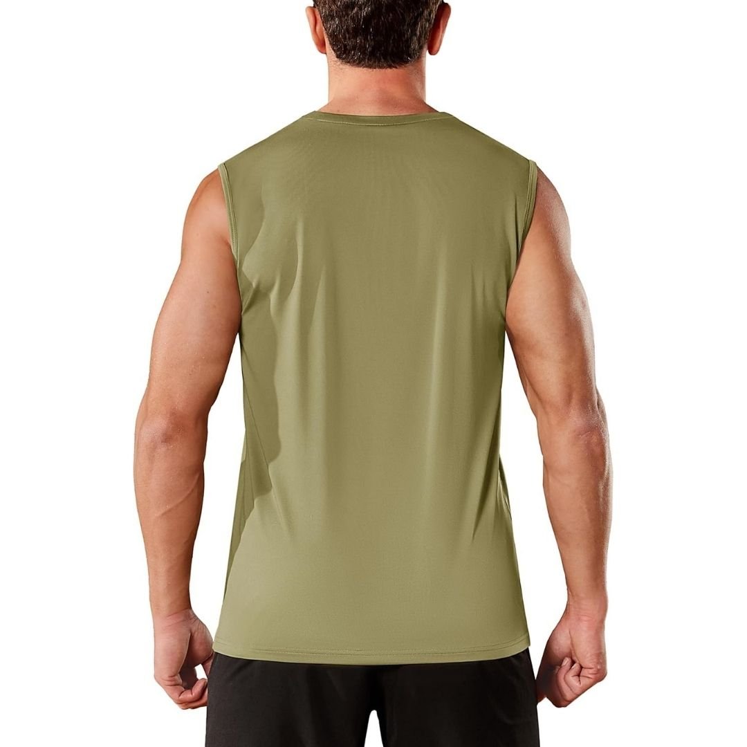 TACVASEN Cyan Men's Sleeveless Shirt Quick Dry UPF 50+ Gym Tank Top